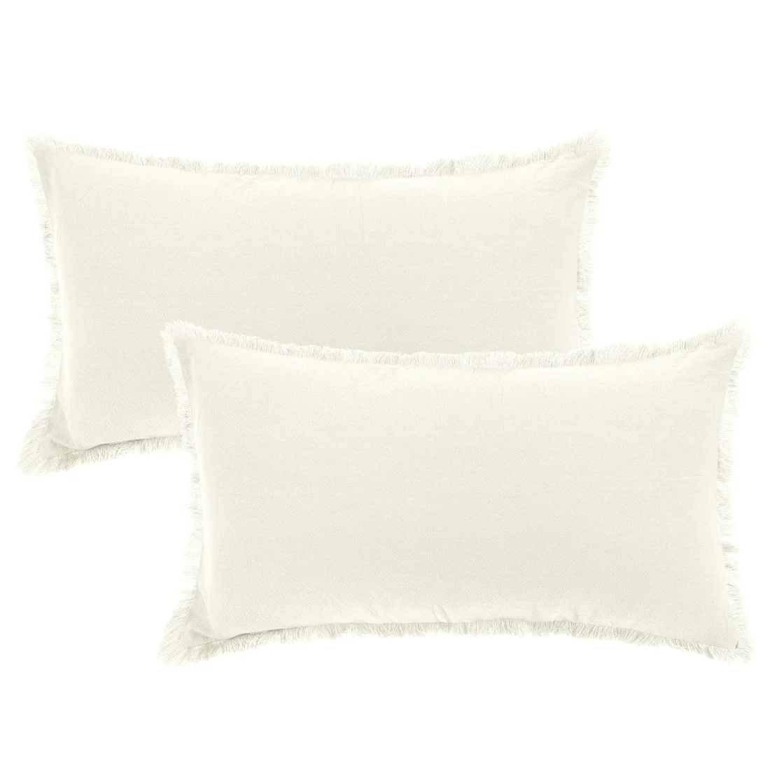 2 Pcs Cotton Decorative Throw Pillow Cover with Tassel Trim for Sofa