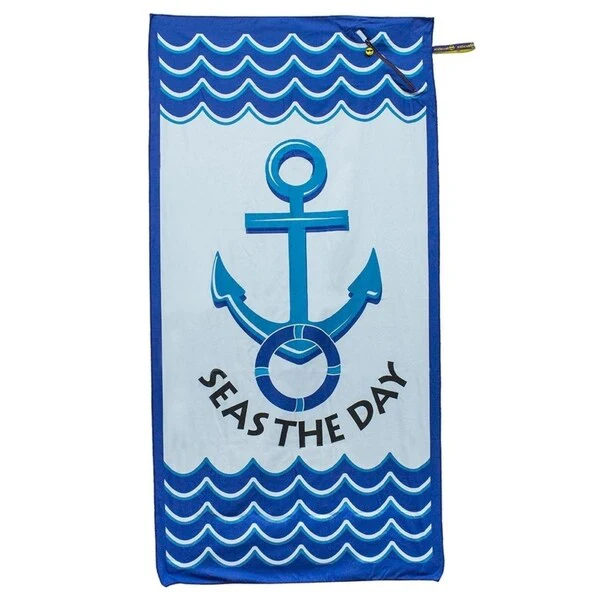 2 Pack With Pocket "Seas The Day" High Performance Beach Towel