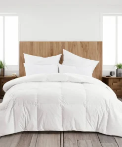 Highland Feather Summer Lightweight Airy White Goose Down Comforter - Tencel Organic Cotton Shell