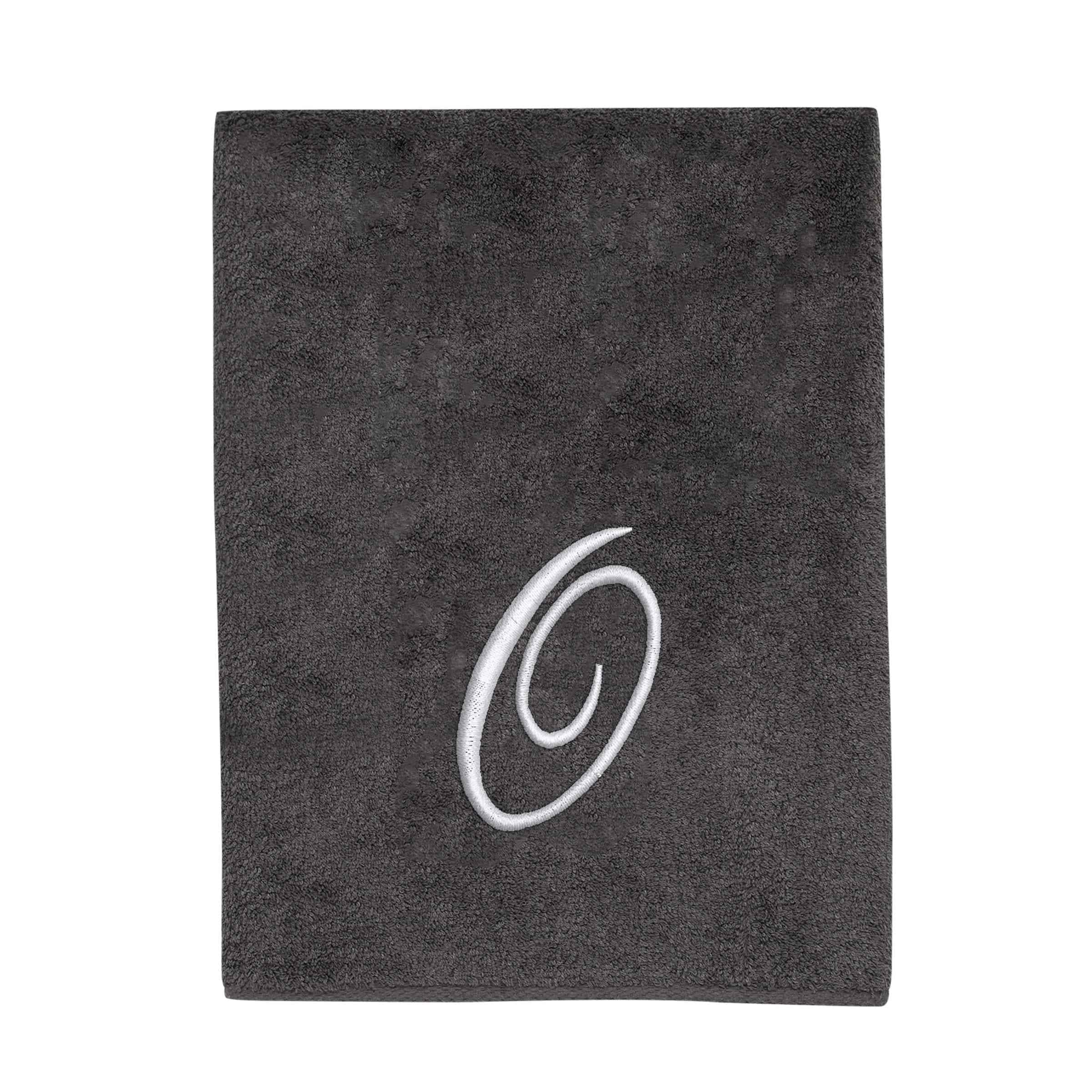 Avanti Linens Granite/Silver Script Monogram Bath Towel Letter O - Bath Towel
