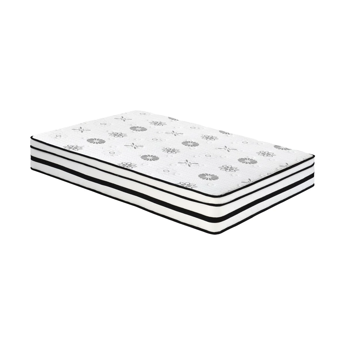 12" Full Mattress Highly Breathable Quilted Cover Hybrid Mattress, White, Plush Foam Mattress in a Box, Luxury Comfort Mattress