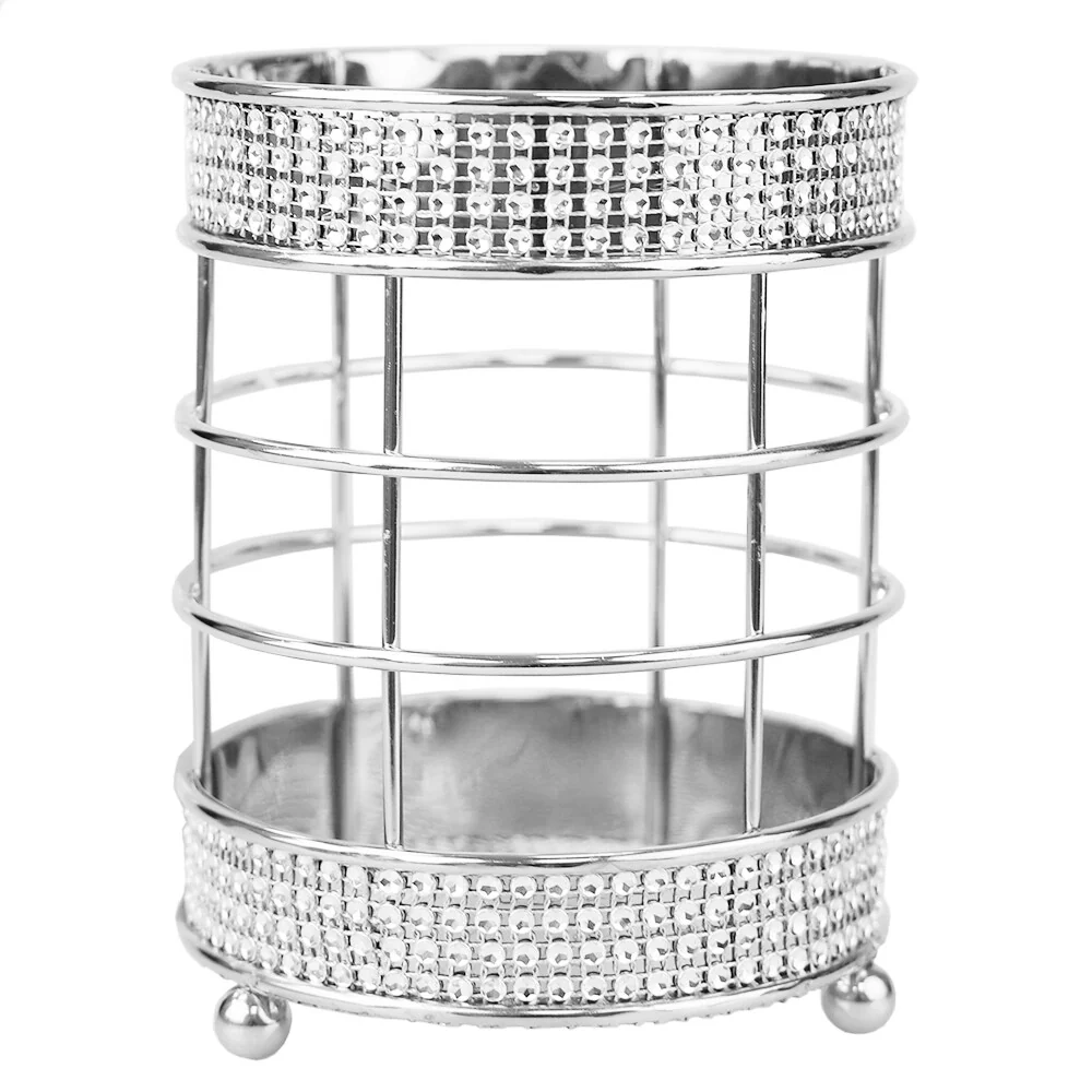 Home Basics Pave Steel Cutlery Holder with Mesh Bottom and Feet - 7" x 4.5" x 4.5"