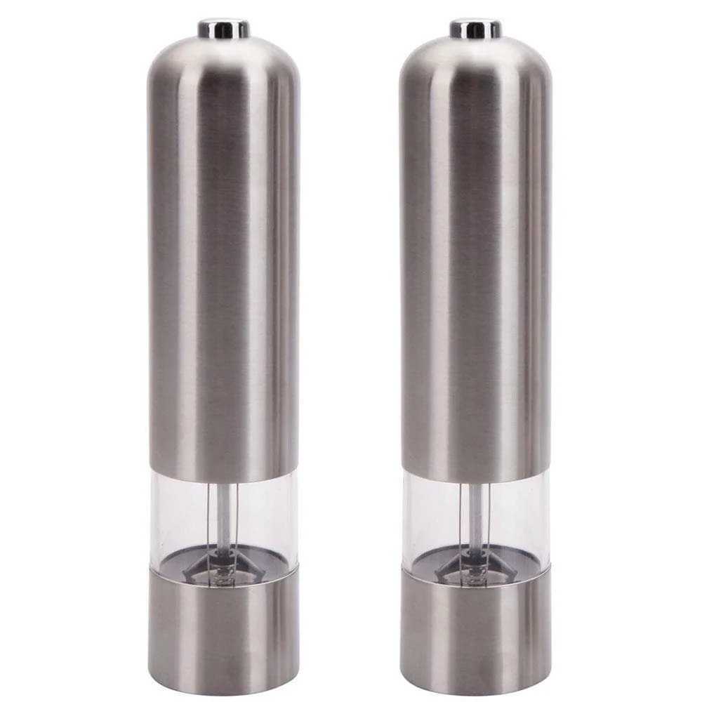 2 Pcs Stainless Electric Salt Pepper Spice Mill Grinder Muller