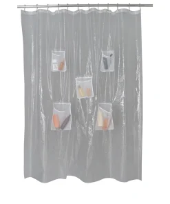 Bath Bliss Heavyweight PEVA Shower Liner with 5 Mesh Pockets