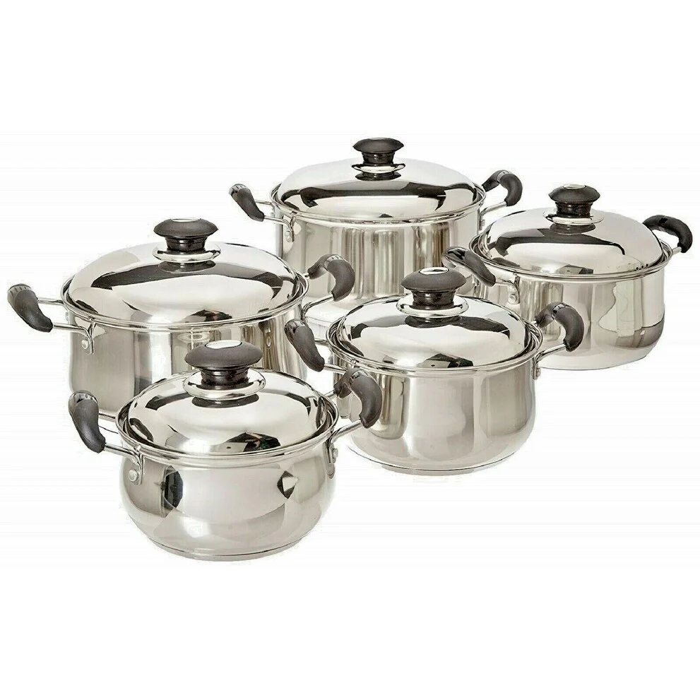 10Pcs Stainless Steel Pots Sauce Pans Cookware Set