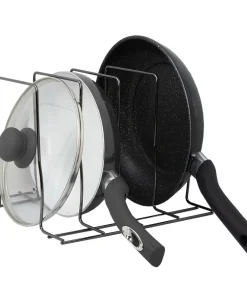 Home Basics Black Onyx Steel Lid Rack - 7.62" x 9" x 9.75"