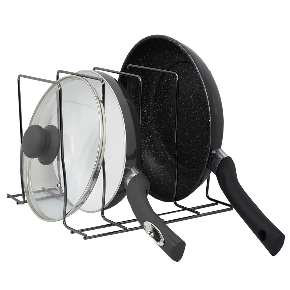 Home Basics Black Onyx Steel Lid Rack - 7.62" x 9" x 9.75"
