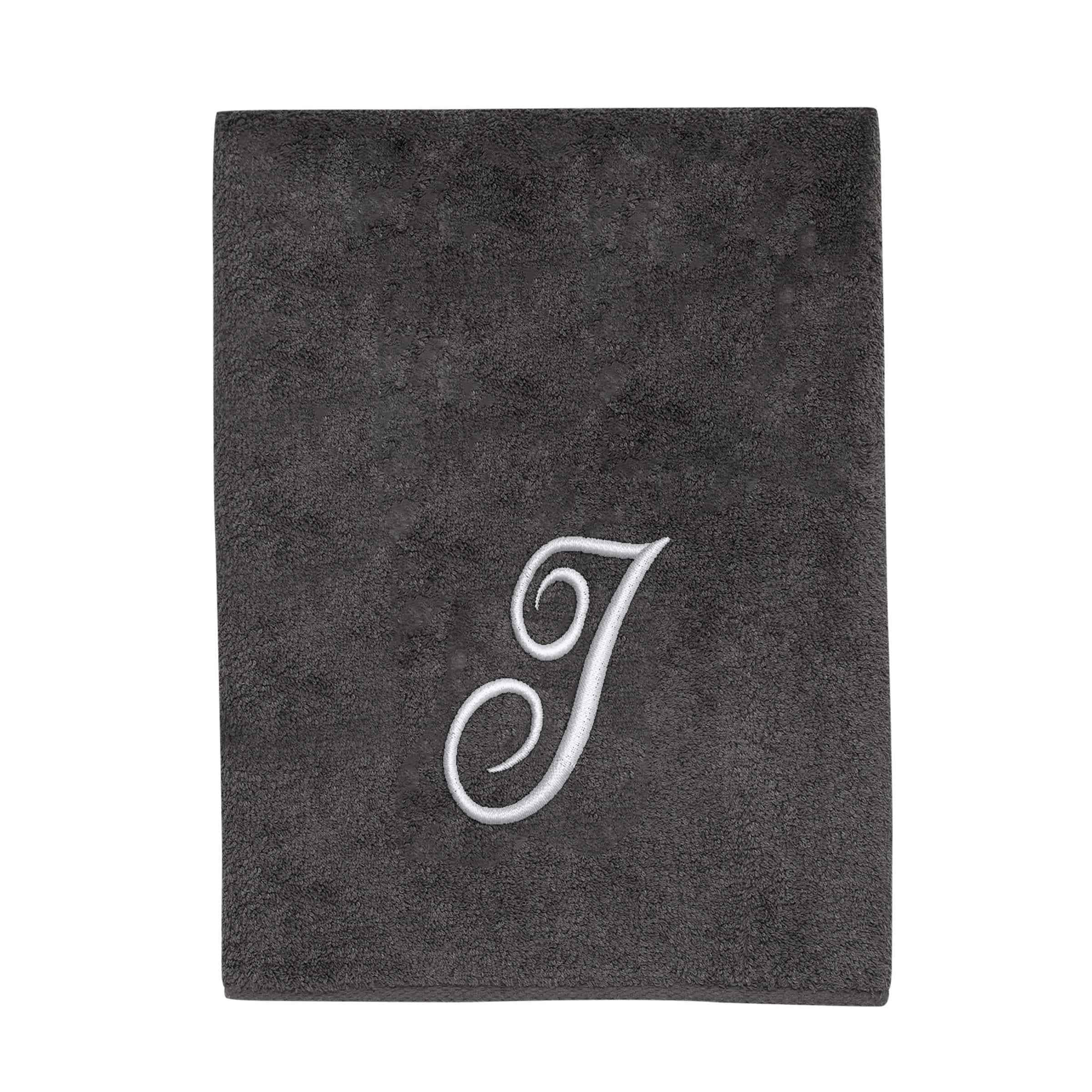 Avanti Linens Granite/Silver Script Monogram Bath Towel Letter I - Bath Towel