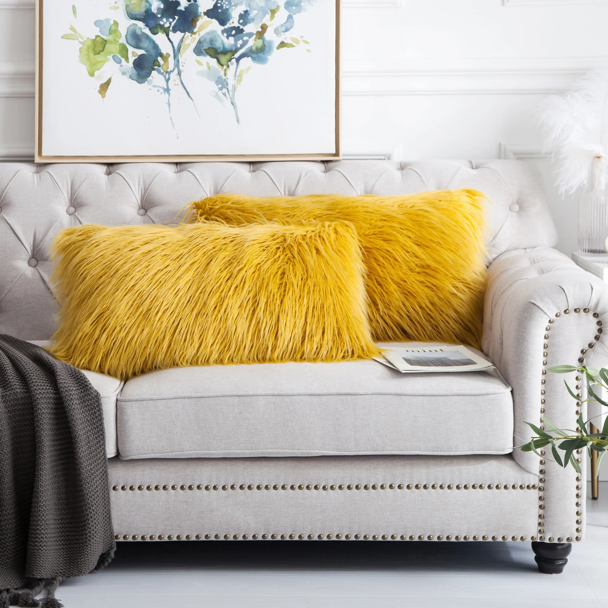 Karenne FauxFur Throw Pillow Covers (Set of 2), NO INSERT