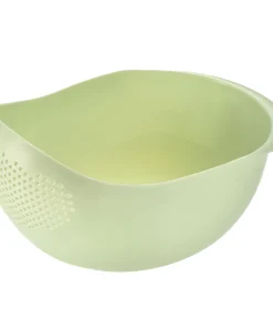 Kitchen Rice Drain Bowl Fruit Washing Basket Sieve Plastic Colander - Green