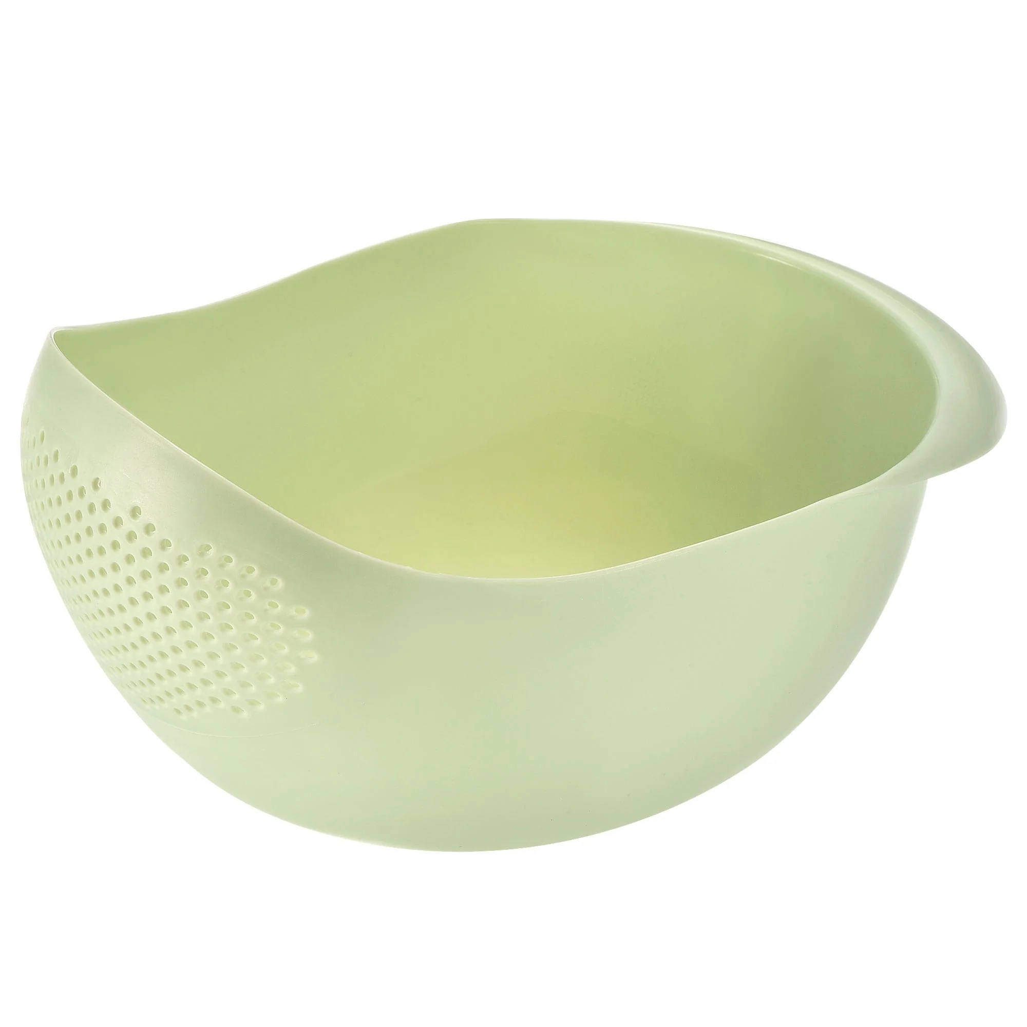 Kitchen Rice Drain Bowl Fruit Washing Basket Sieve Plastic Colander - Green