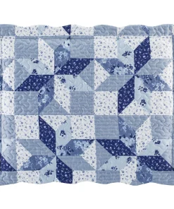 Lovely Evening Star Floral Patchwork Scalloped Edge Pillow Sham