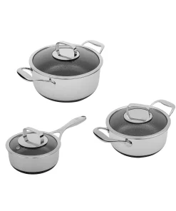 DiamondClad 6pc Hybrid Nonstick Stainless Steel Stock Pot and Saucepan Set