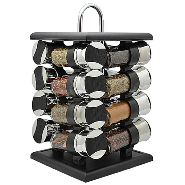16-piece Revolving Spice Rack with Spice Bottles