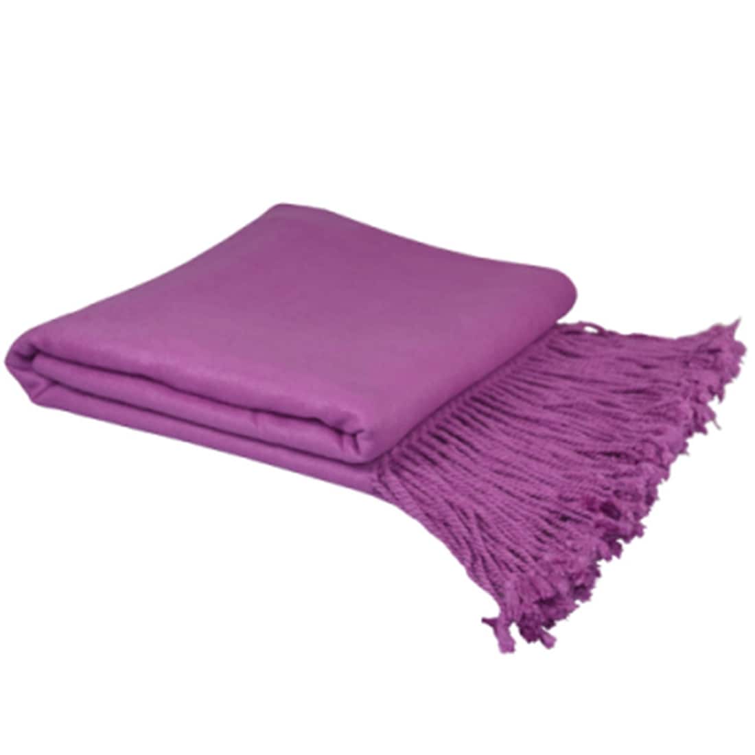 1 Pc 50"x65" Viscose Cotton Solid Color Soft Comfortable Tassel Bed Blankets Orchid - PiccoCasa