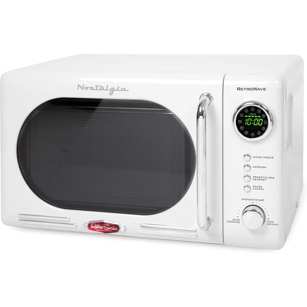 0.7 Cu Ft Retro Microwave with 700W, LED Display & Child Lock in Classic White