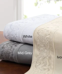 Leaf Embroidered Cotton High Quality Sheet Set
