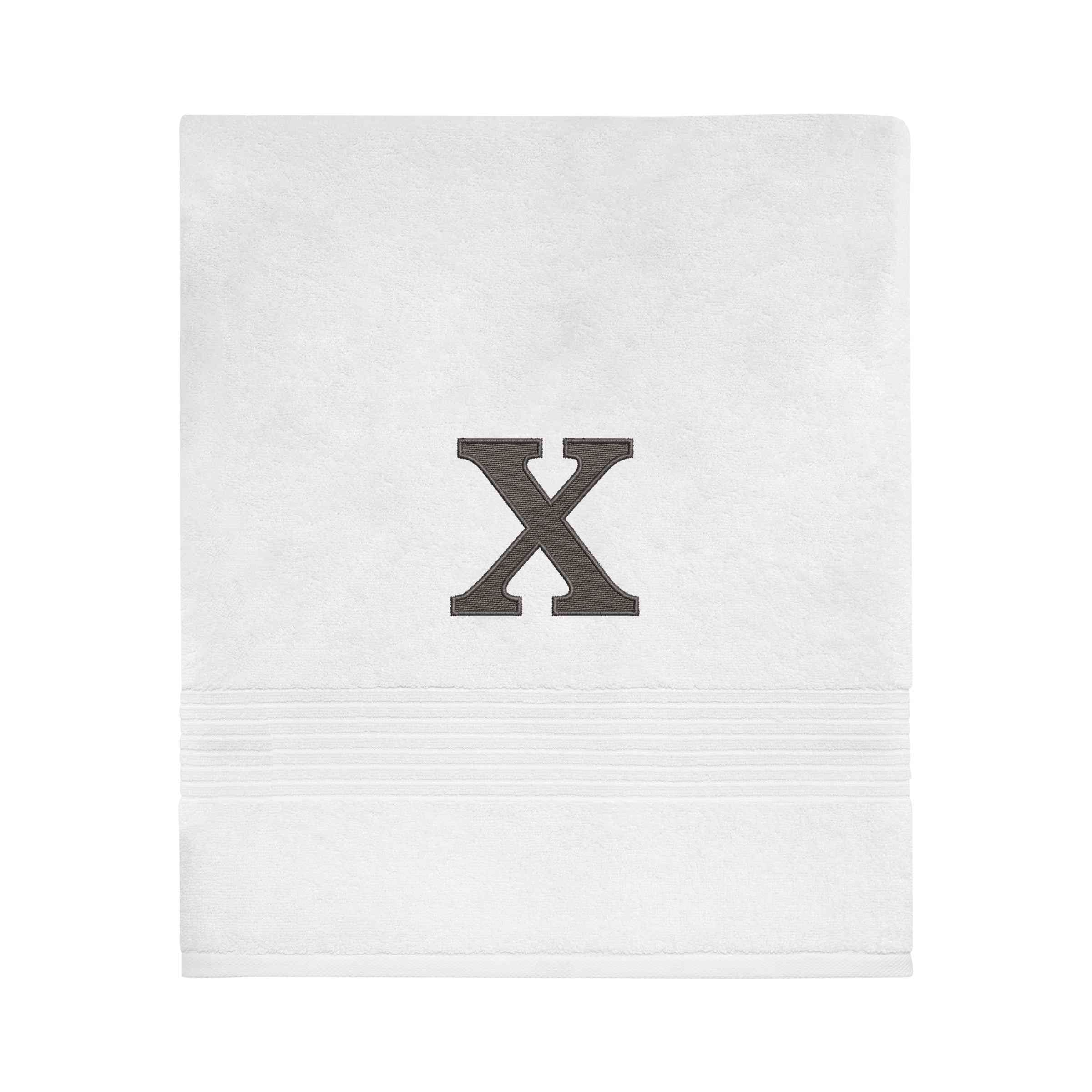Avanti Linens Wht/Gry Block Monogram Bath Towel - Bath Towel