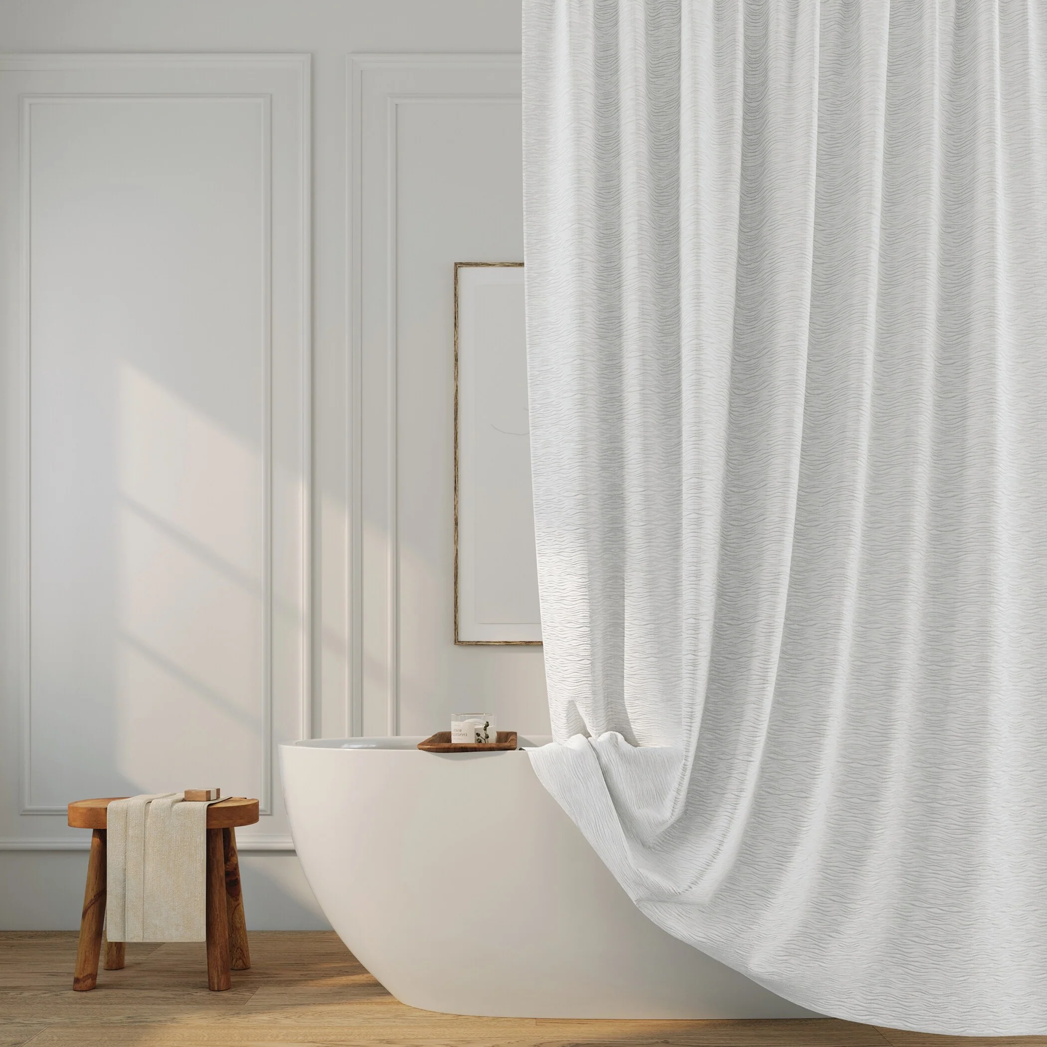 Indigo Road by Egypt Sherrod Merrow Puckered Wave 1-Piece Shower Curtain