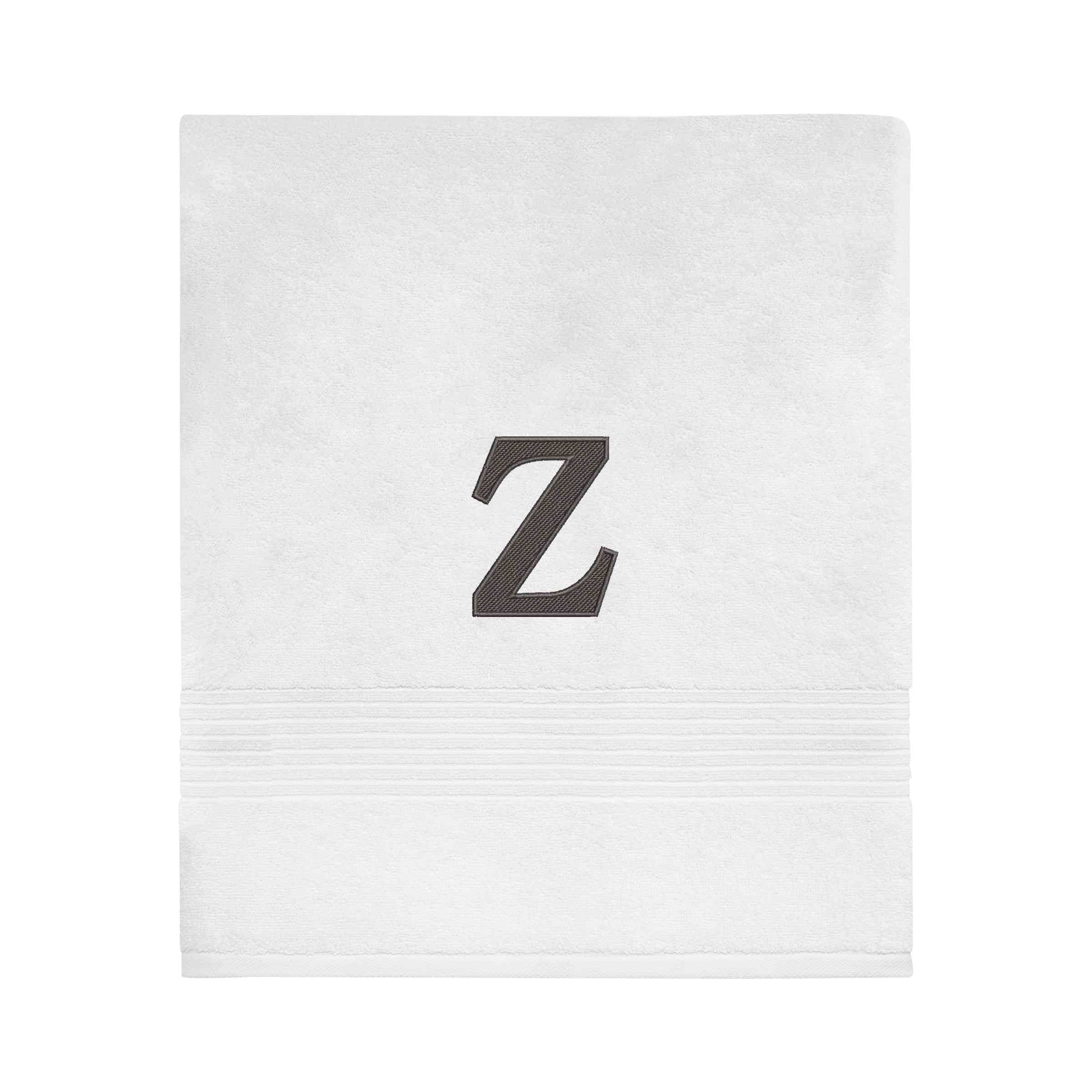 Avanti Linens Wht/Gry Block Monogram Bath Towel - Bath Towel
