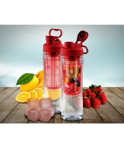 Fruit Infuser Tritan 28 oz. Water Bottle with Reusable Ice Cubes