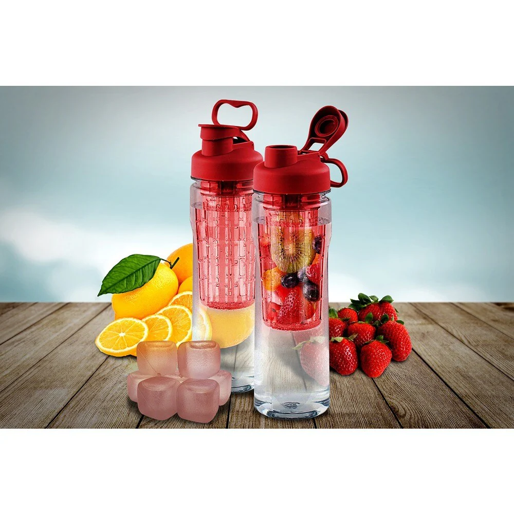 Fruit Infuser Tritan 28 oz. Water Bottle with Reusable Ice Cubes