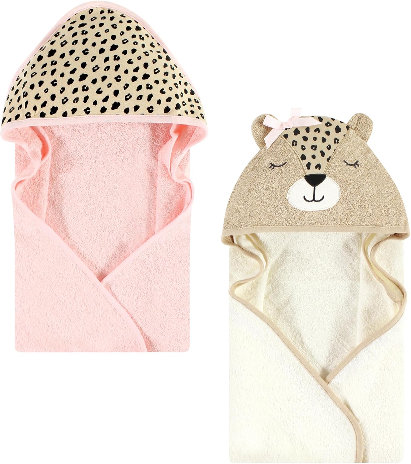 Hudson Baby Unisex Baby Cotton Animal Face Hooded Towel, Pretty Elephant, One Size