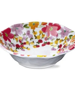 20 oz. 7 in. Springtime Bright Flower Melamine Plastic Dinnerware Bowls Set of 4 Dishwasher Safe - Multi