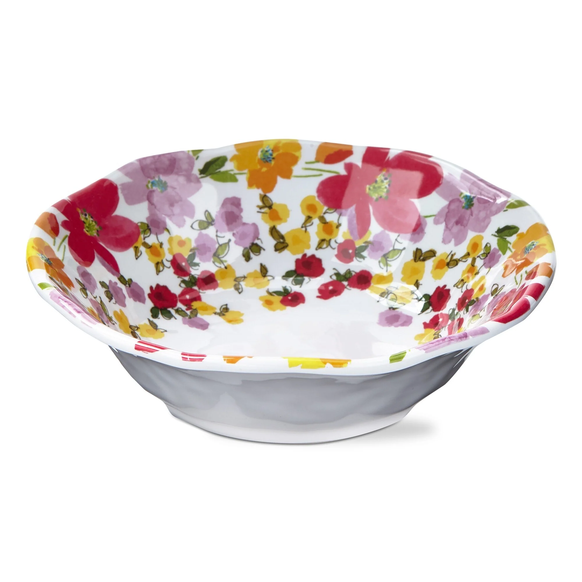 20 oz. 7 in. Springtime Bright Flower Melamine Plastic Dinnerware Bowls Set of 4 Dishwasher Safe - Multi