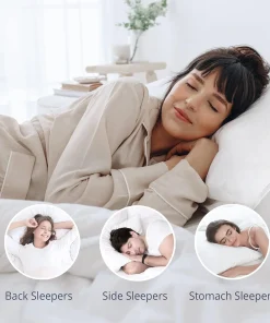 2 Pack Goose Feather Down Pillows with Quilted Cotton Cover - White