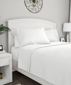 3-Piece Brushed Microfiber Sheet Set – Washable Fitted and Flat Twin XL Sheets Plus Pillowcase by Lavish Home (White)