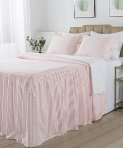 Dot Bedspread with 30" Ruffled Skirt Shabby Chic Farmhouse Style
