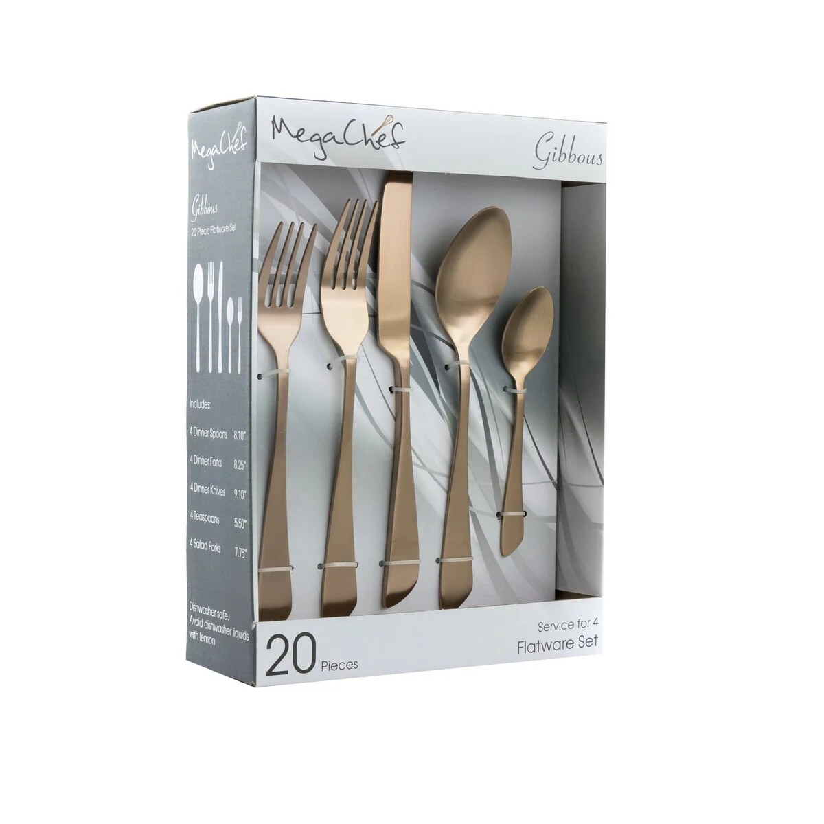 20 Piece Stainless Steel Flatware Set in Rose Gold