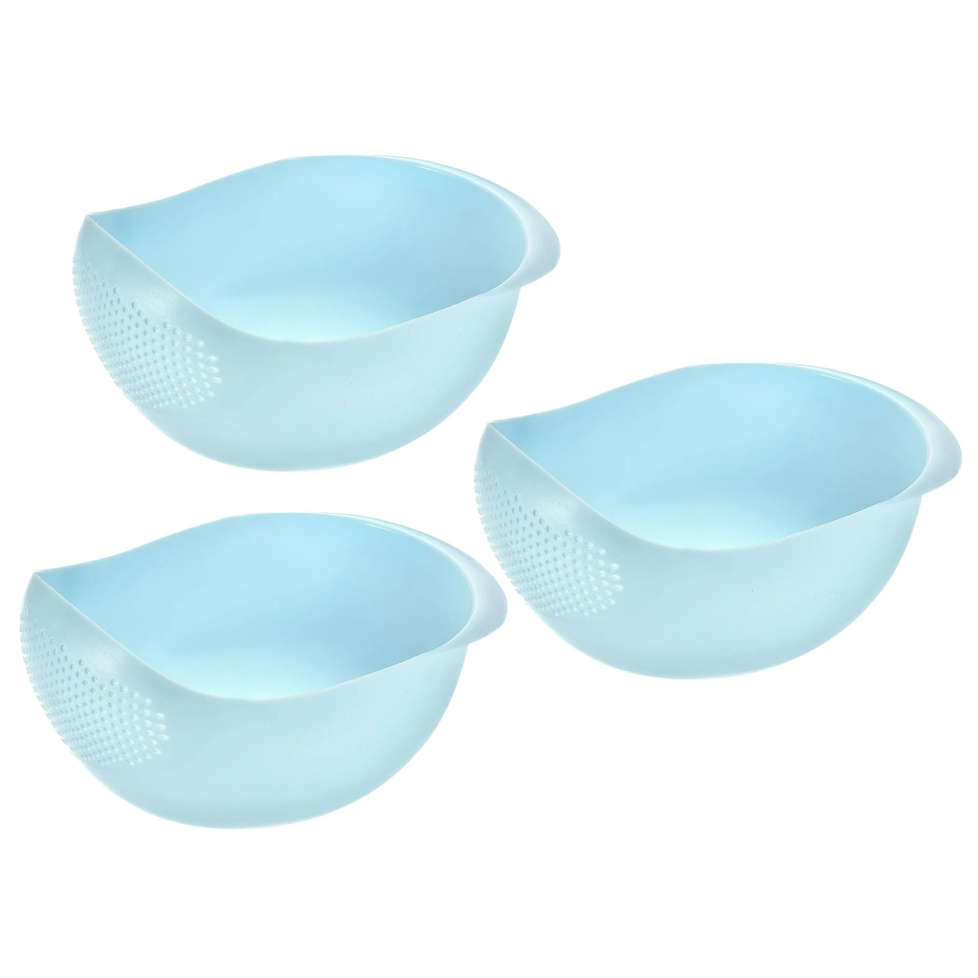 3pcs Rice Cleaning Basket Washing Basket Vegetable Fruit Draining Bowl - Blue