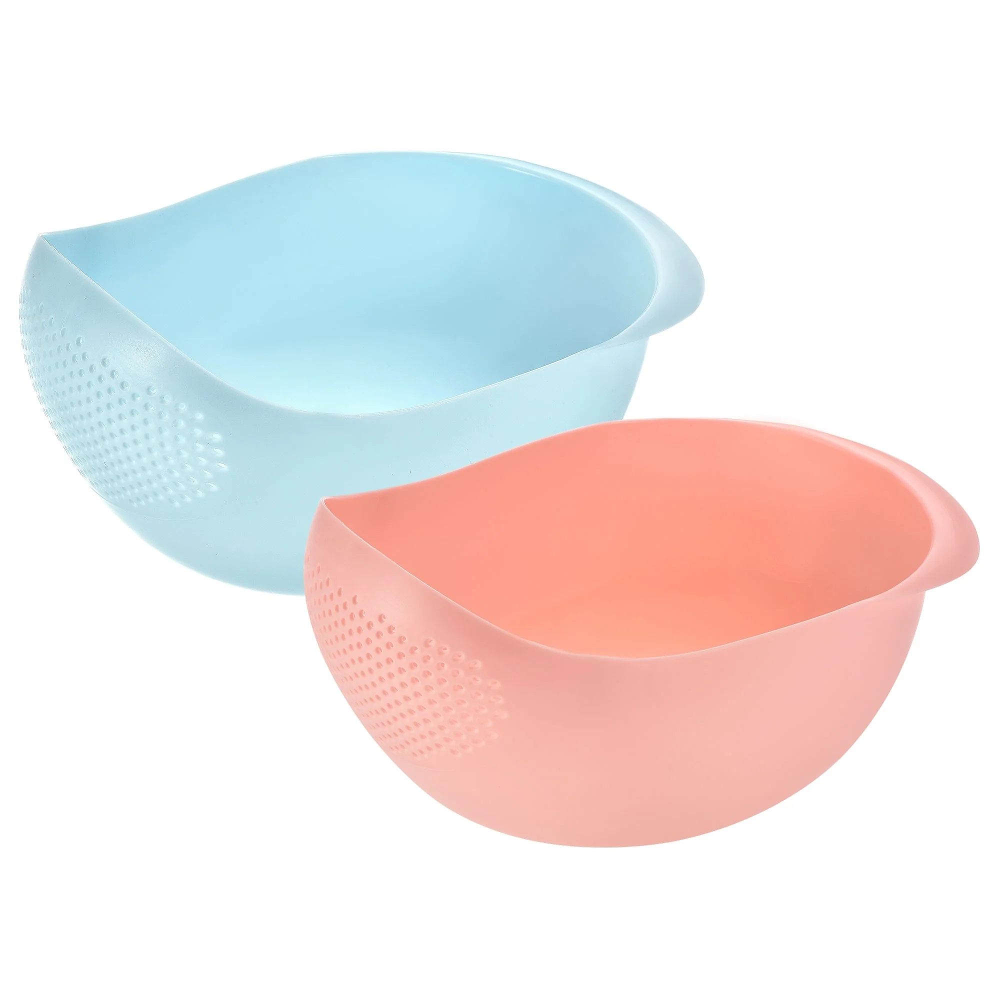 Kitchen Rice Washing Strainer Fruit Vegetable Container Drain Basket - Blue+Pink
