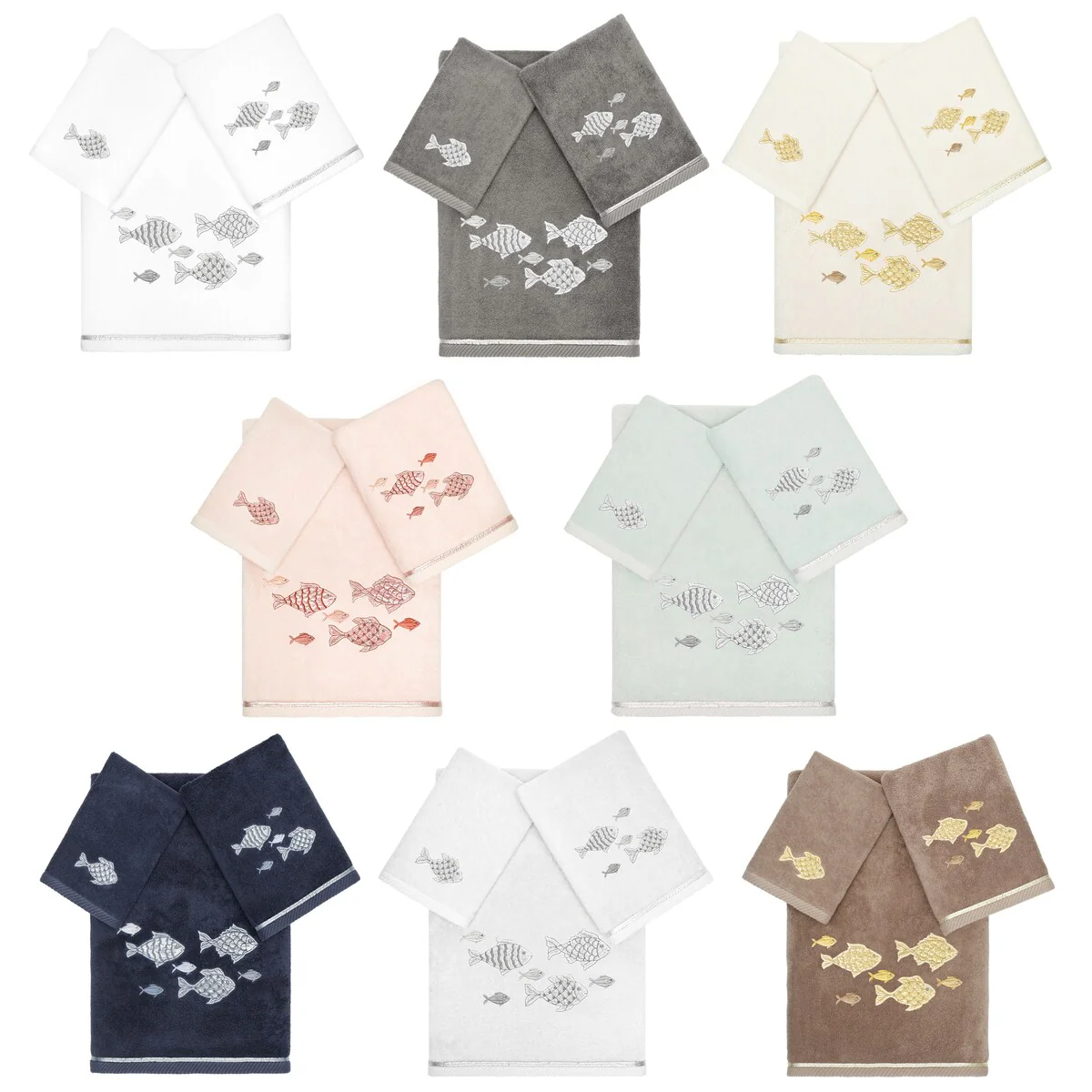 Authentic Hotel and Spa Turkish Cotton Figi 3PC Embellished Towel Set