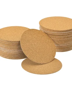 100 Pcs Self-Adhesive Cork Round, 2mm Thick 4" Cork Tiles Backing Sheets - Brown