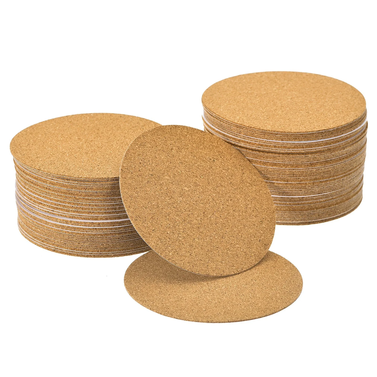 100 Pcs Self-Adhesive Cork Round, 2mm Thick 4" Cork Tiles Backing Sheets - Brown