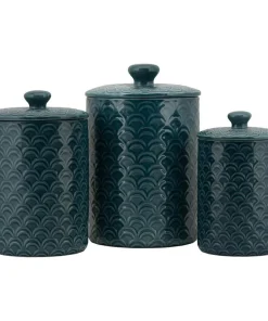 10 Strawberry Street Ocean 3 Piece Canister Set, Navy Blue