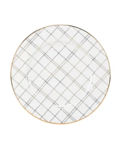 10 Strawberry Street Gold Porcelain Plaid Salad Plate (Pack of 6)