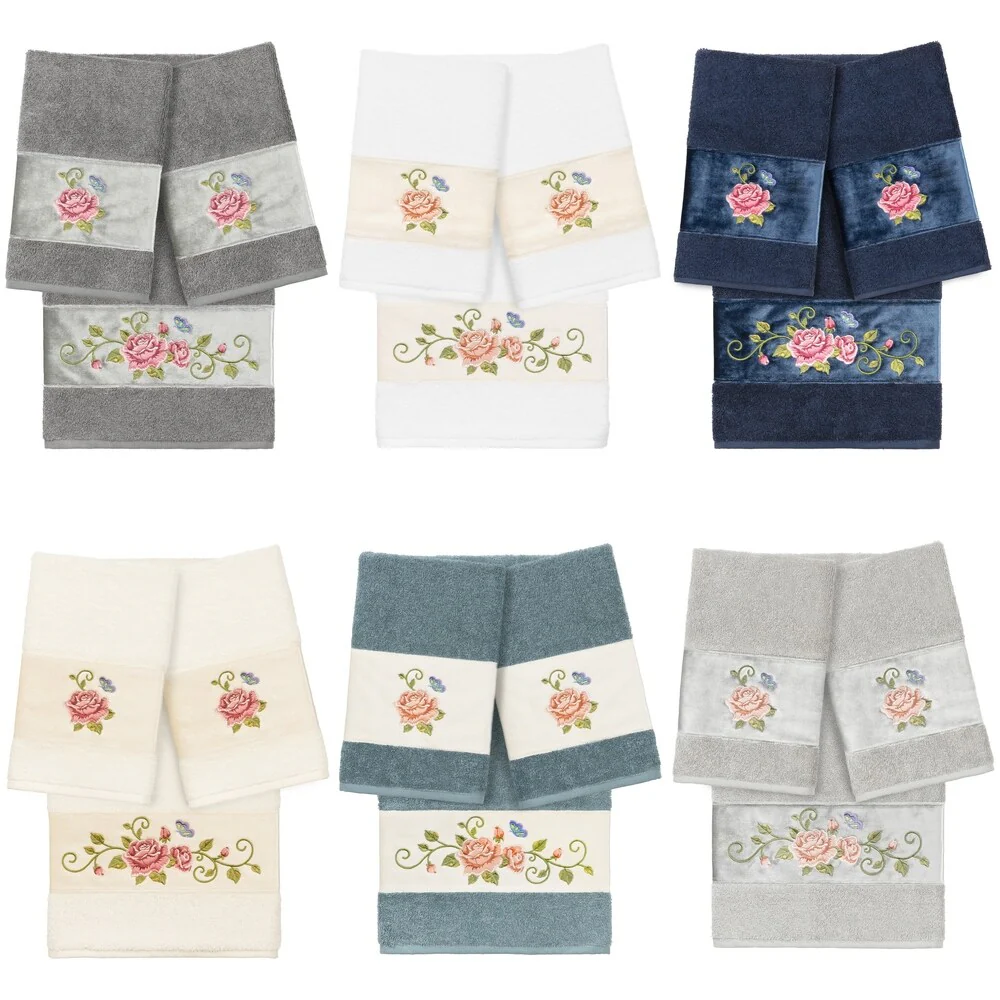 Authentic Hotel and Spa 100% Turkish Cotton Rebecca 3PC Embellished Towel Set