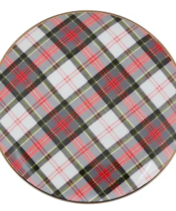 10 Strawberry Street Red, Green, and White Porcelain Plaid Appetizer Plates (Pack of 6)