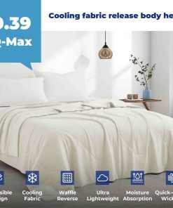 Lightweight Breathable Cooling Waffle Reversible Summer Blanket, Dual-side Cool Touch Comforter