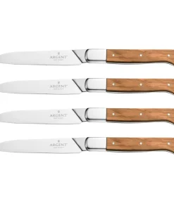 Argent Orfèvres™ Lynden Olivewood - 4 Piece Steak Knife Set, Forged, Triple Rivets