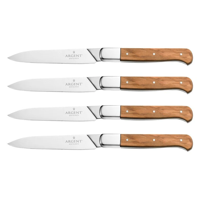 Argent Orfèvres™ Lynden Olivewood - 4 Piece Steak Knife Set, Forged, Triple Rivets