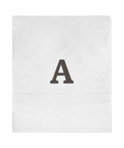 Avanti Linens Wht/Gry Block Monogram Bath Towel - Bath Towel