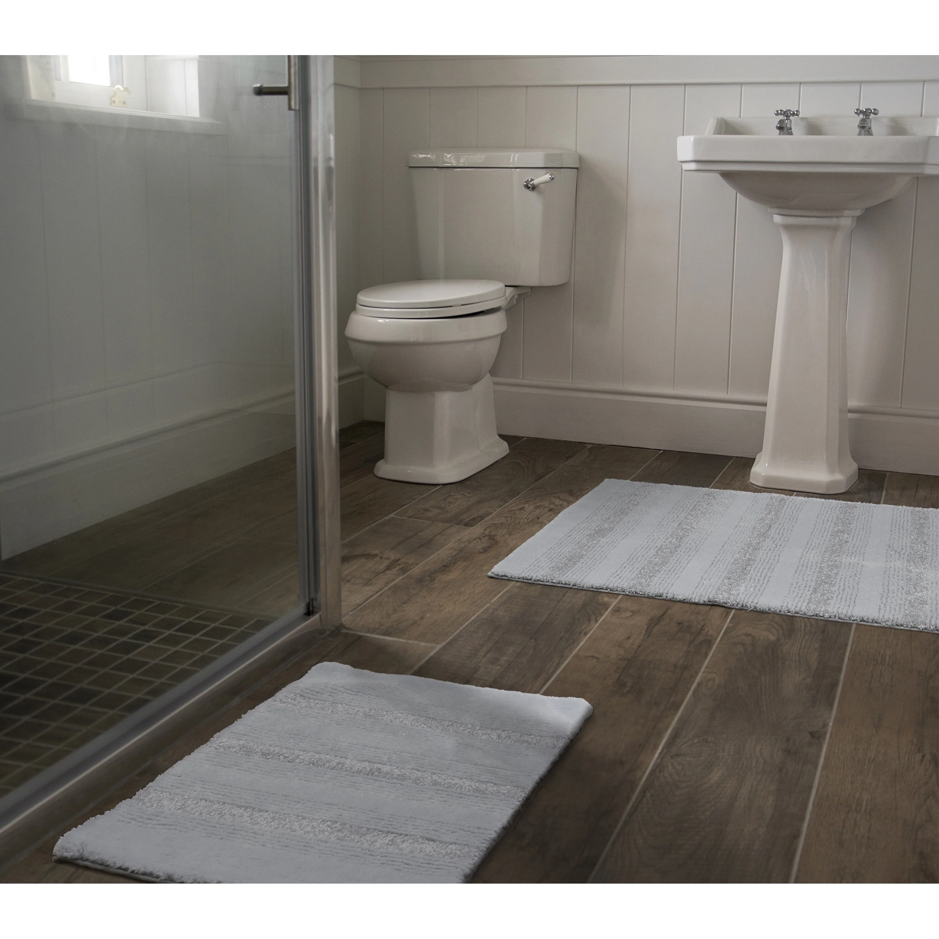 Essence Washable Nylon Plush Bathroom Rug, or Set