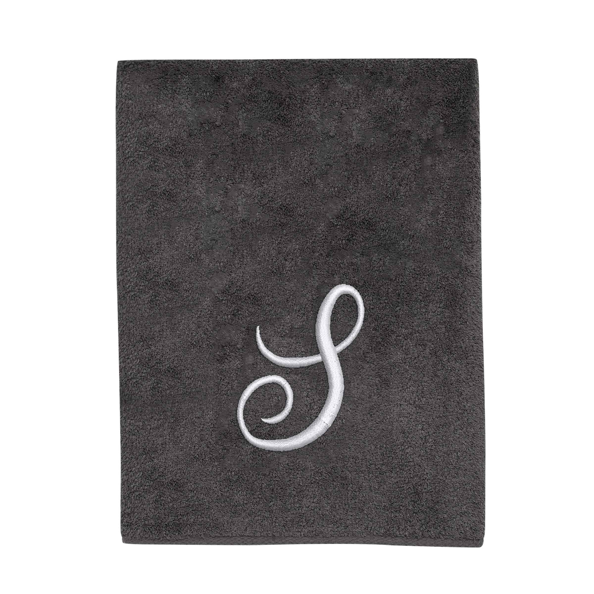 Avanti Linens Granite/Silver Script Monogram Bath Towel Letter S - Bath Towel