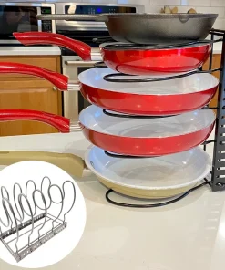 Evelots Pot/Pan/Lid Rack-Adjustable Widths-5 Divider-Powder Coated Carbon Steel - Single unit