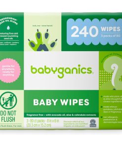 Babyganics Baby Wipes, Unscented Diaper Wipes , 400 Count, (5 Packs of 80), Non-Allergenic and formulated with Plant Derived Ingredients